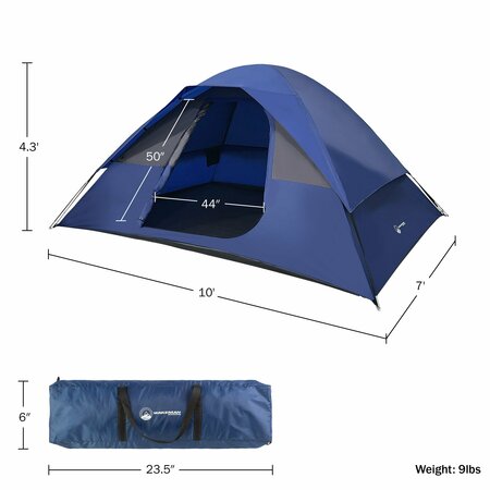 Wakeman Outdoors 5 Person Camping Dome Tent, Blue 75-CMP1122